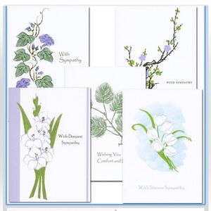 New in Box Sympathy Cards. 5 Designs (2 of each) Boxed. 10 cards + envelopes